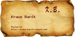 Kraus Barót névjegykártya